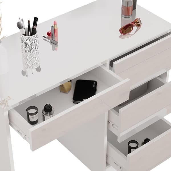 Vicco Sherry Sminkbord, Vit Högglans, 90 cm utan spegel