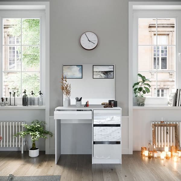Vicco Sherry sminkbord, Högblank vit, 90 cm