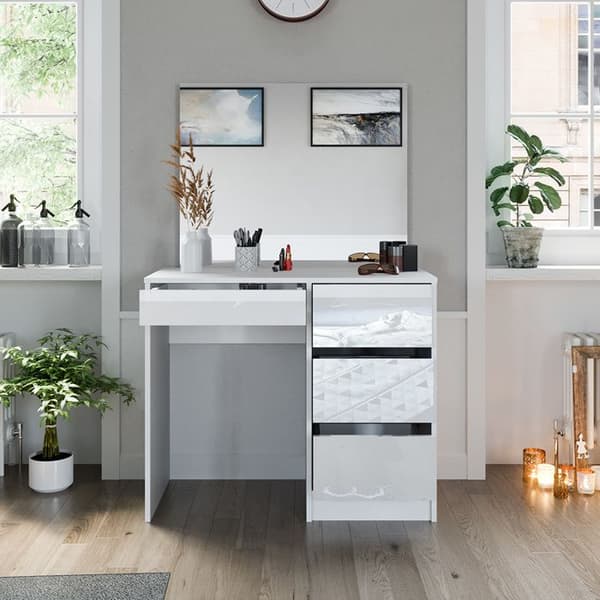 Vicco Sherry sminkbord, Högblank vit, 90 cm