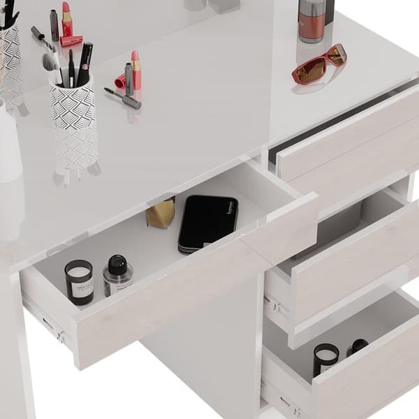 Vicco Sherry sminkbord, Högblank vit, 90 cm