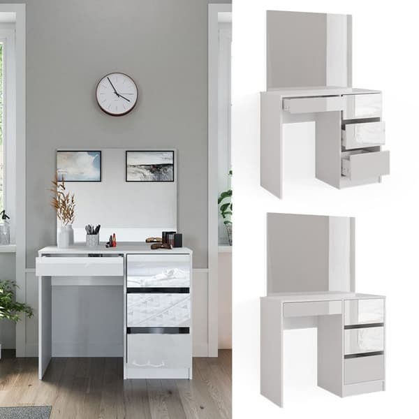Vicco Sherry sminkbord, Högblank vit, 90 cm