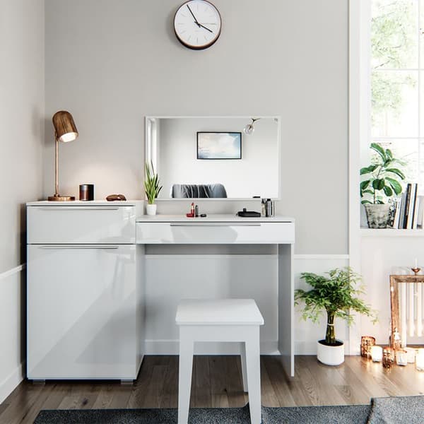 Vicco Lilli sminkbord, Högblank vit, 135 cm