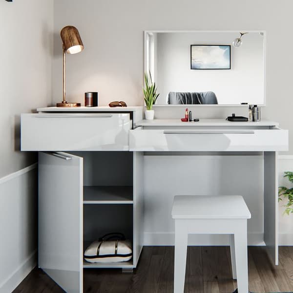 Vicco Lilli sminkbord, Högblank vit, 135 cm