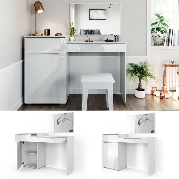 Vicco Lilli sminkbord, Högblank vit, 135 cm
