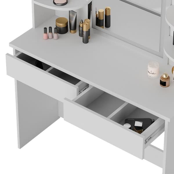 Vicco sminkbord Charlotte, Vit, 108 cm med LED-spegel