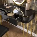 Miniatyrbild 5 av 6: Vicco Grace sminkbord, Svart Högblank, 100 cm med LED-belysning och pall