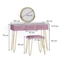 Miniatyrbild 3 av 6: Vicco Layla sminkbord, Rosa, 100 cm med LED-belysning och pall