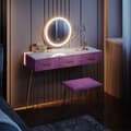 Miniatyrbild 4 av 6: Vicco Layla sminkbord, Rosa, 100 cm med LED-belysning och pall
