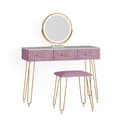 Miniatyrbild 1 av 6: Vicco Layla sminkbord, Rosa, 100 cm med LED-belysning och pall