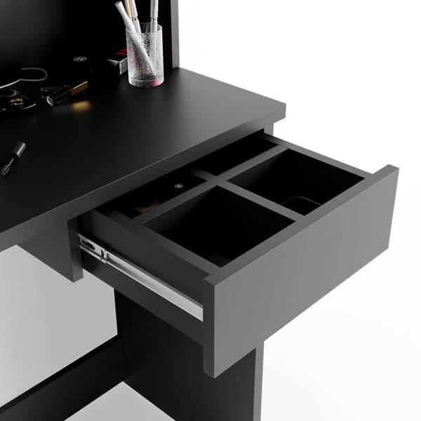 Vicco Dekos sminkbord, Svart, 75 cm med pall