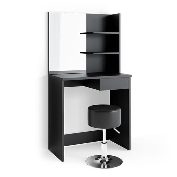 Vicco Dekos sminkbord, Svart, 75 cm med pall