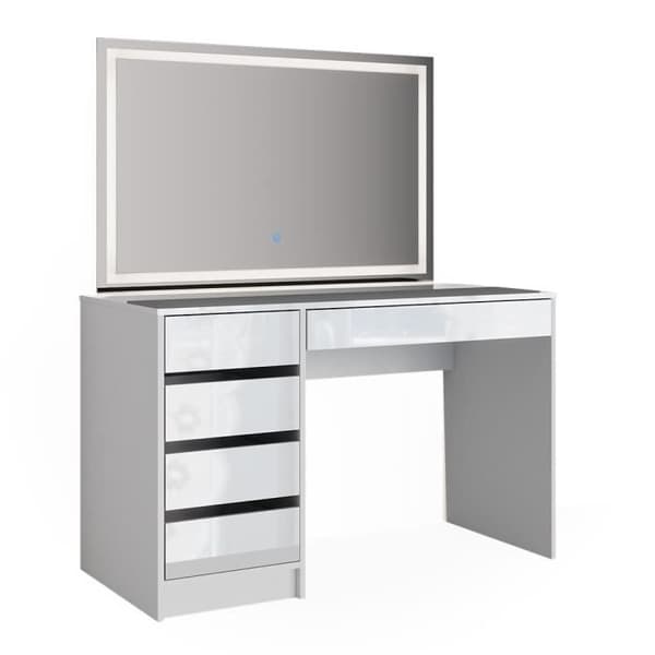Vicco Sminkbord Sminkbord Sminkbord byrå Sherryvit spegel (LED-spegel)
