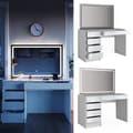 Miniatyrbild 1 av 4: Vicco Sminkbord Sminkbord Sminkbord byrå Sherryvit spegel (LED-spegel)