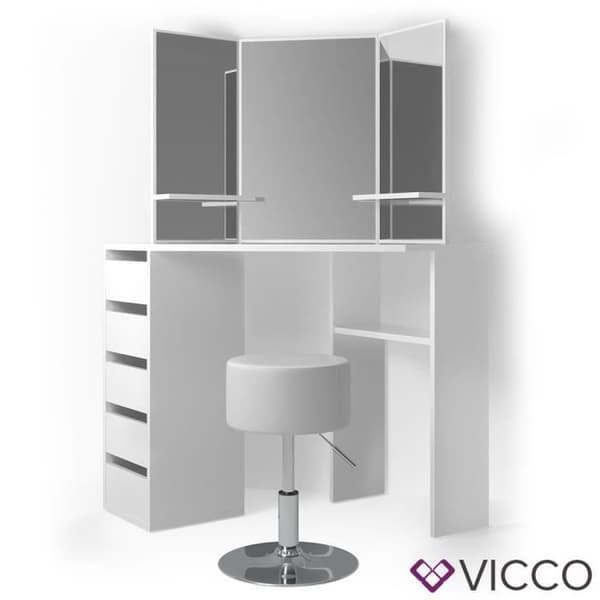 VICCO Arielle Vit sminkbord med pall