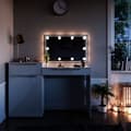 Miniatyrbild 4 av 6: Vicco Lilli sminkbord, Högblank vit, 135 cm med LED-belysning