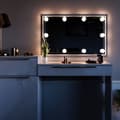 Miniatyrbild 5 av 6: Vicco Lilli sminkbord, Högblank vit, 135 cm med LED-belysning