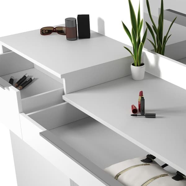 Vicco Lilli sminkbord, Högblank vit, 135 cm med LED-belysning