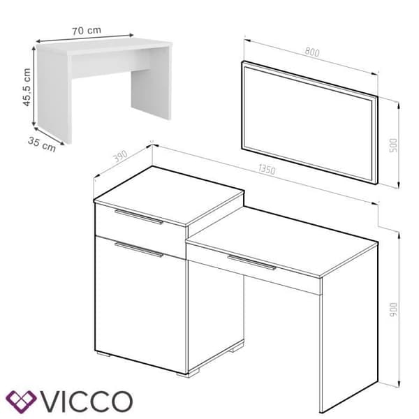 VICCO Little Lilli White sminkbord med bänk