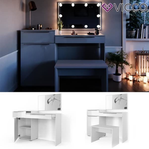 VICCO Little Lilli White sminkbord med bänk