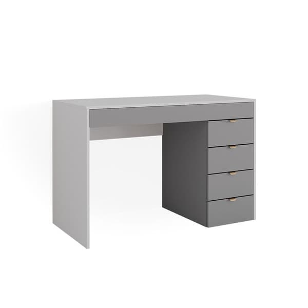 Vicco Elise sminkbord, Vit/grå/grå, 115 cm med 5 lådor