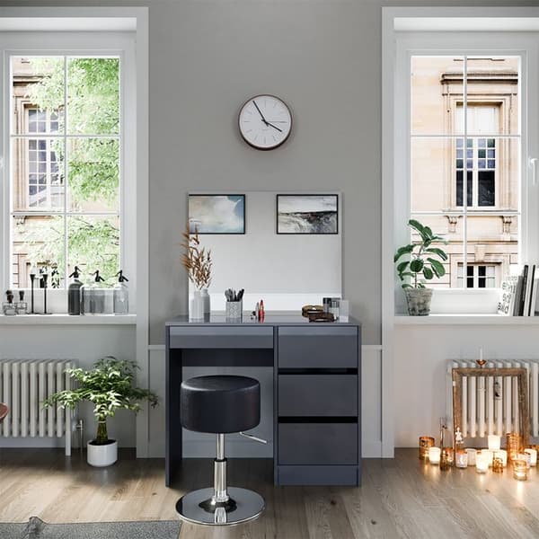 Vicco Sherry sminkbord, antracit Högblank, 90 cm med pall