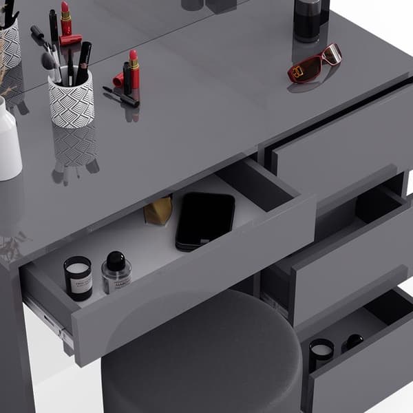 Vicco Sherry sminkbord, antracit Högblank, 90 cm med pall