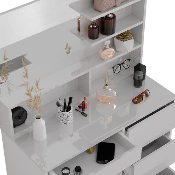 Vicco Sherry sminkbord, Högblank vit, 90 cm med spegel