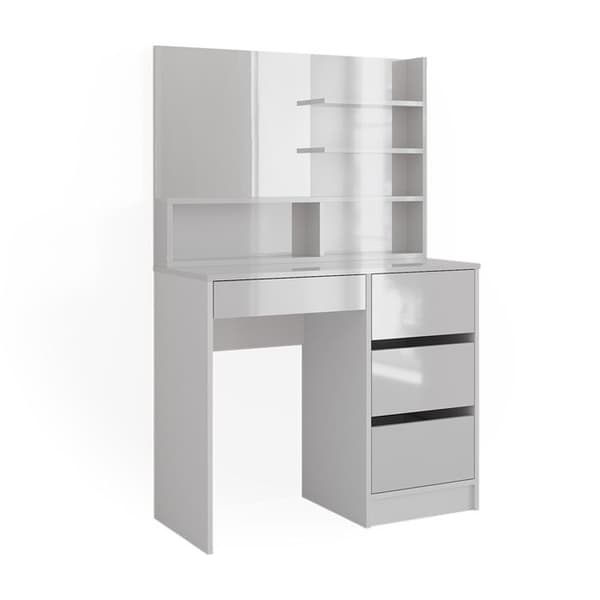 Vicco Sherry sminkbord, Högblank vit, 90 cm med spegel
