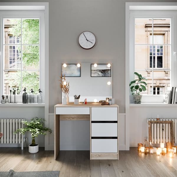 Vicco Sherry sminkbord, Sonoma, 90 cm med LED-belysning