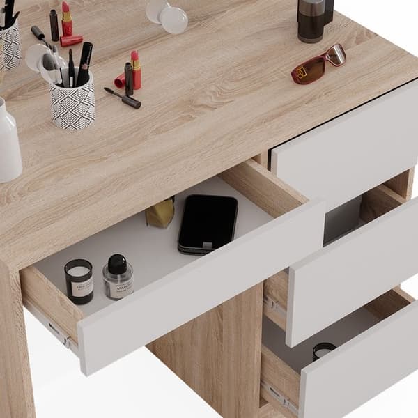 Vicco Sherry sminkbord, Sonoma, 90 cm med LED-belysning