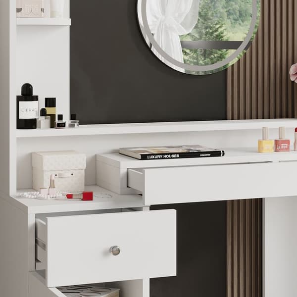 Vicco Garant sminkbord, Vit, 116 cm med LED-belysning