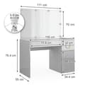 Miniatyrbild 3 av 6: Vicco Adela sminkbord, Högblank vit, 115 cm med LED-belysning