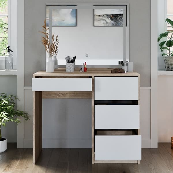 Vicco Sherry sminkbord, Sonoma, 90 cm med LED-spegel