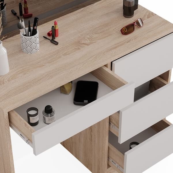 Vicco Sherry sminkbord, Sonoma, 90 cm med LED-spegel
