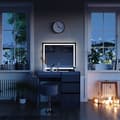 Miniatyrbild 4 av 6: Vicco Sherry sminkbord, antracit Högglans, 90 cm med LED-spegel och pall