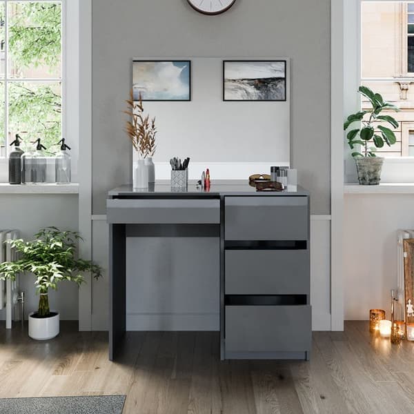 Vicco Sherry sminkbord, Grå Högblank, 90 cm med spegel