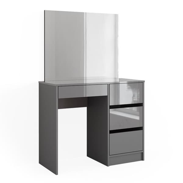 Vicco Sherry sminkbord, Grå Högblank, 90 cm med spegel