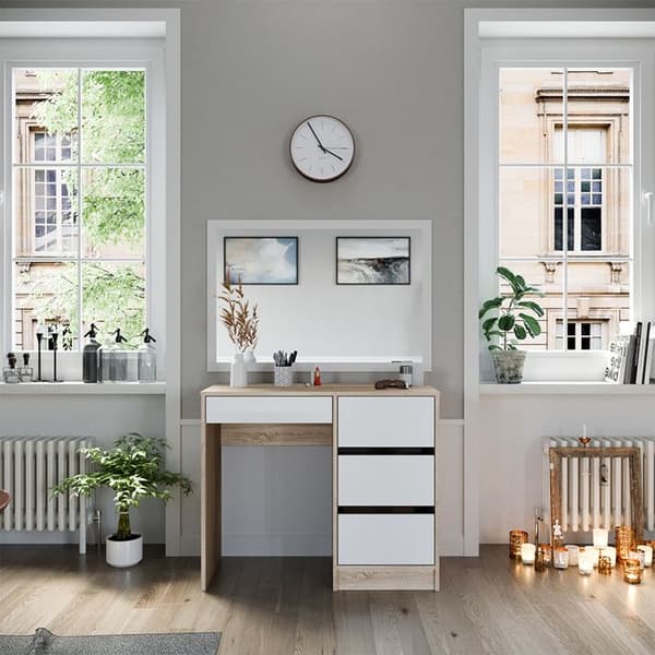Vicco Sherry sminkbord, Sonoma, 90 cm med 4 lådor