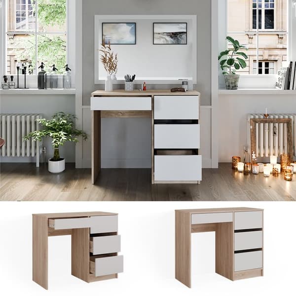 Vicco Sherry sminkbord, Sonoma, 90 cm med 4 lådor