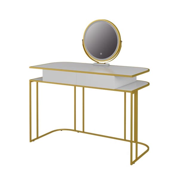 Vicco Tiara sminkbord, Vit/Guld, 110 cm