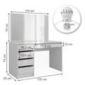 Miniatyrbild 3 av 6: Vicco Sherry sminkbord, Vit, 120 cm med LED-belysning