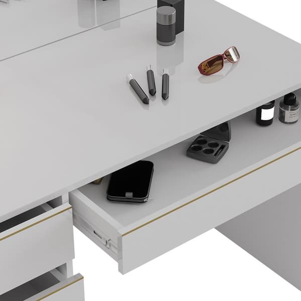 Vicco Sherry sminkbord, Vit, 120 cm med spegel