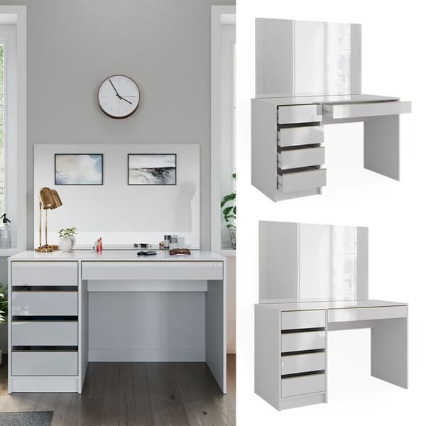 Vicco Sherry sminkbord, Vit, 120 cm med spegel