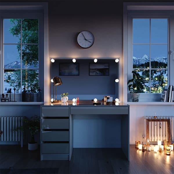 Vicco Sherry sminkbord, Greige, 120 cm med LED-belysning