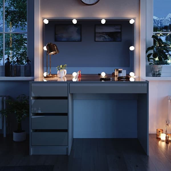Vicco Sherry sminkbord, Greige, 120 cm med LED-belysning