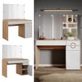 Miniatyrbild 2 av 6: Vicco Adela sminkbord, Vit, 115 cm med LED-belysning