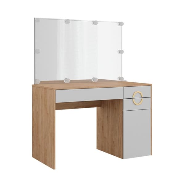 Vicco Adela sminkbord, Vit, 115 cm med LED-belysning