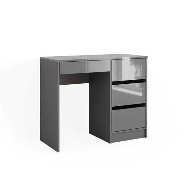 Vicco Sherry Sminkbord, Grå Högglans, 90 cm med 4 lådor