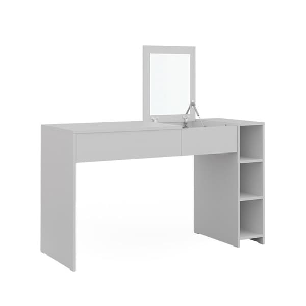Vicco Kira sminkbord, Vit, 129,6 cm med infällbar spegel