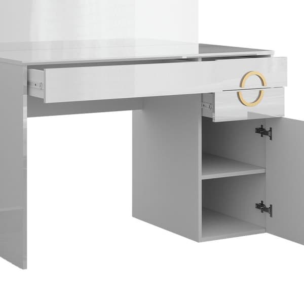 Vicco Adela sminkbord, Högblank vit, 115 cm med spegel